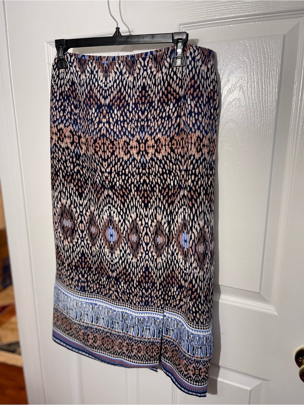 NIC+ZOE Blue and Brown Printed Pencil Skirt